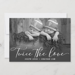 Stylish Calligraphy Twin Photo Collage Birth Announcement