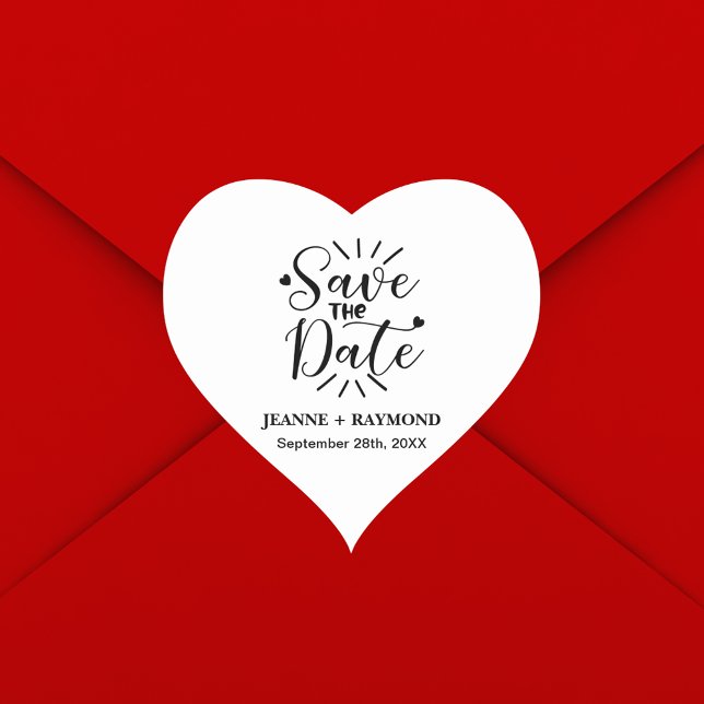 Stylish Calligraphy Wedding Save the Date Heart Sticker (Creator Uploaded)