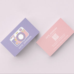 Stylish Camera Photographer l Scannable QR Code Business Card