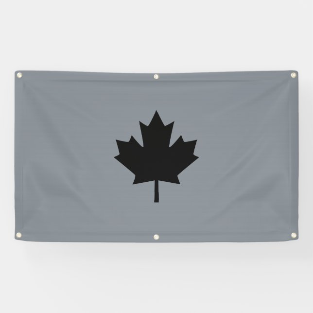 Stylish Canadian Black Maple Leaf Banner (Horizontal)