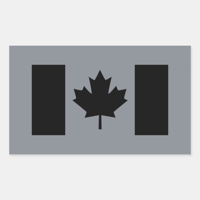 Stylish Canadian Flag in Black Rectangular Sticker (Front)