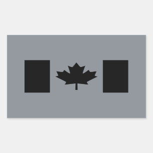 Stylish Canadian Flag in Black Rectangular Sticker