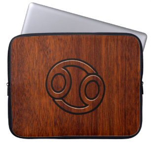 Stylish Cancer Sign on Mahogany Decor Laptop Sleeve