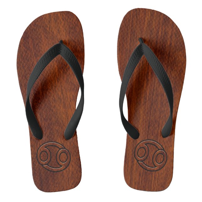 Stylish Cancer Sign on Mahogany Decor Thongs (Footbed)