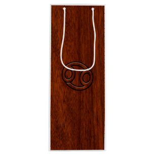 Stylish Cancer Sign on Mahogany Decor Wine Gift Bag