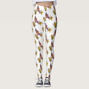 Stylish Cardinal And Flowers - Leggings