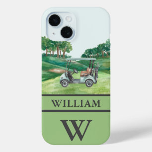 Stylish Cart Course Clubs Monogram Name   iPhone 15 Case