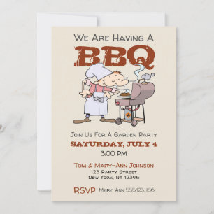 Stylish Cartoon Garden Party BBQ Invitation