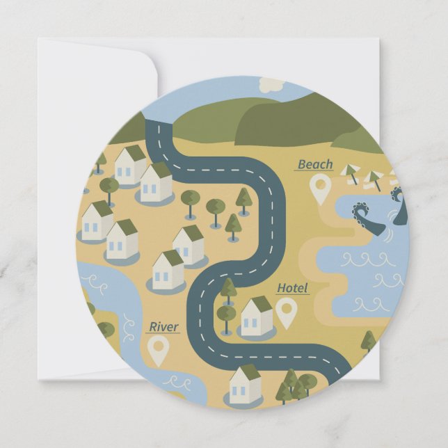 Stylish cartoon landscape vacation travel map (Front)