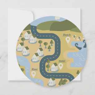 Stylish cartoon landscape vacation travel map
