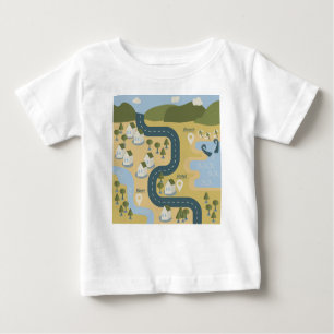 Stylish cartoon landscape vacation travel map baby T-Shirt