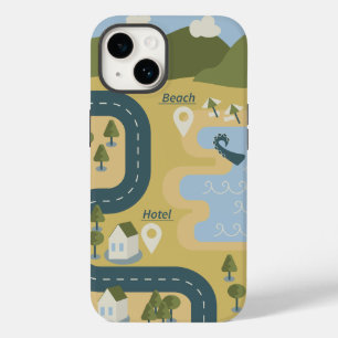 Stylish cartoon landscape vacation travel map Case-Mate iPhone 14 case