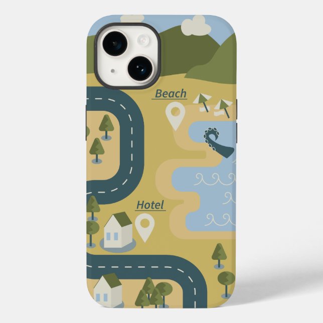 Stylish cartoon landscape vacation travel map Case-Mate iPhone case (Back)