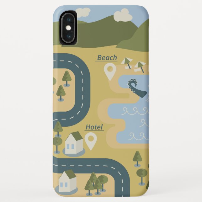 Stylish cartoon landscape vacation travel map Case-Mate iPhone case (Back)