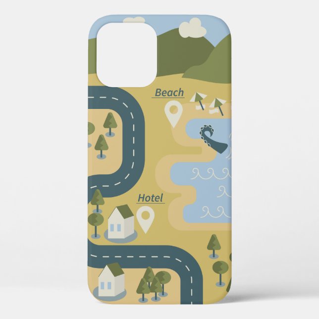 Stylish cartoon landscape vacation travel map Case-Mate iPhone case (Back)