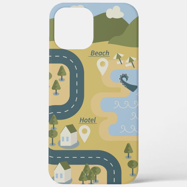 Stylish cartoon landscape vacation travel map Case-Mate iPhone case (Back)