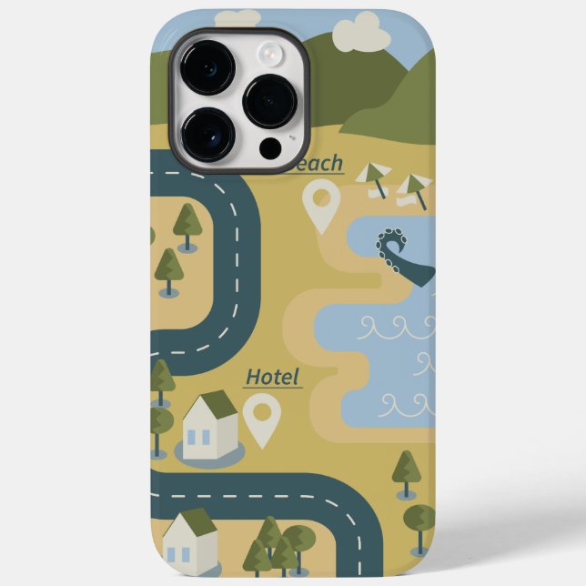 Stylish cartoon landscape vacation travel map Case-Mate iPhone case (Back)