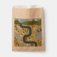 Stylish cartoon landscape vacation travel map