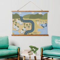 Stylish cartoon landscape vacation travel map