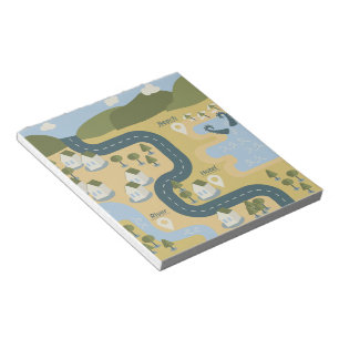 Stylish cartoon landscape vacation travel map notepad