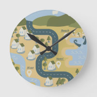 Stylish cartoon landscape vacation travel map
