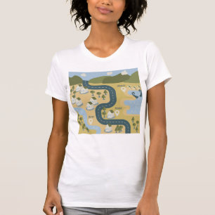 Stylish cartoon landscape vacation travel map T-Shirt