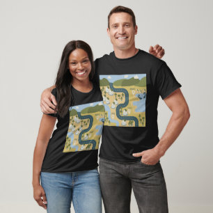 Stylish cartoon landscape vacation travel map T-Shirt
