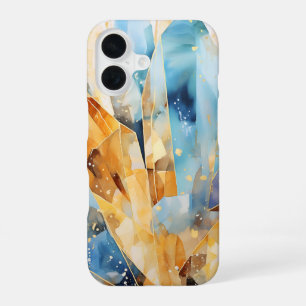 Stylish case with abstract crystals in blue shades