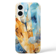 Stylish case with abstract crystals in blue shades