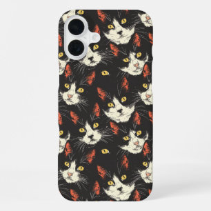 Stylish Cat Faces iPhone 16 Plus Case