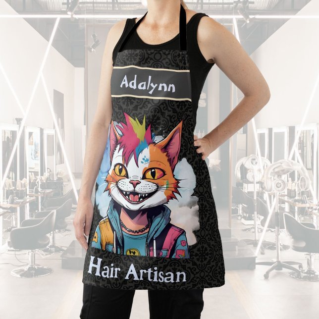 Stylish Cat Gifts for Hairdressers Hair Stylists Apron (Stylish Cat Gifts for Hairdressers Hair Stylists)