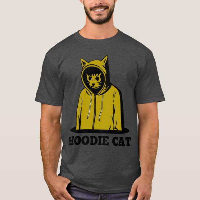 Stylish cat in a yellow hoodie Swag family T-Shirt (Front)
