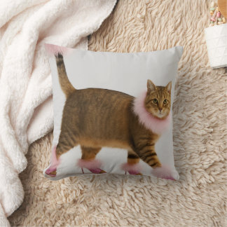 Stylish Cat in Pink Heels and Fluffy Glam          Cushion