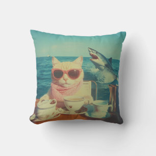 Stylish Cat’s Ocean Tea Party Cushion