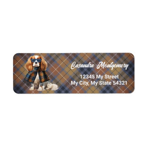 Stylish Cavalier King Charles Plaid Address Return Address Label