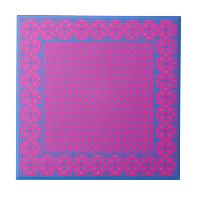 Stylish Ceramic Tile, Magenta: Bright Blue Dots Ceramic Tile (Front)