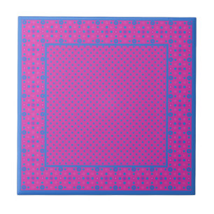 Stylish Ceramic Tile, Magenta: Bright Blue Dots Tile