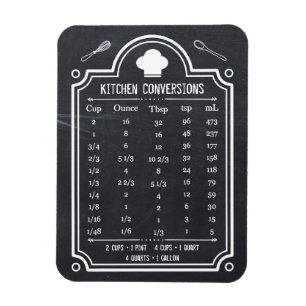 Stylish Chalkboard Kitchen Conversion Chart Magnet