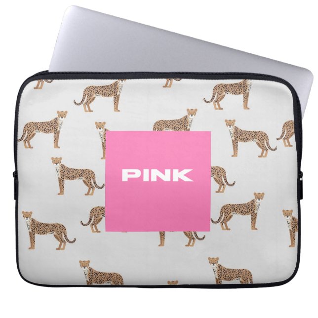 Stylish Cheetah Print Pink Laptop Case – Trendy &  (Front)