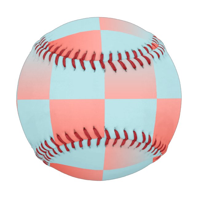 Stylish chequered gradient powder blue coral pink baseball (Front)