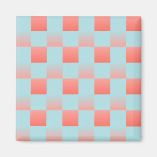 Stylish chequered gradient powder blue coral pink magnet