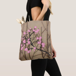 Stylish Cherry Blossoms with Sticks Tote Bag