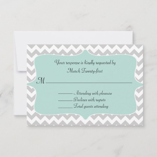 Stylish Chevron Custom Wedding RSVP Card (Front)