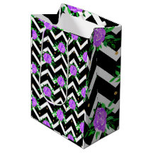 Stylish Chevron Purple Flowers 