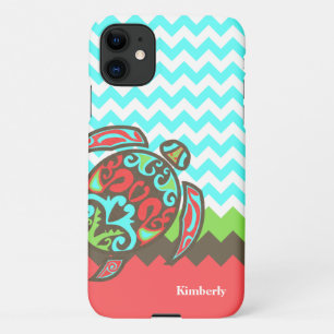 Stylish Chevron & Sea Turtle Custom iPhone 11 Case