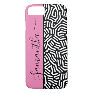 Stylish Chic Black and Cream Geometric Pattern iPhone 8/7 Case