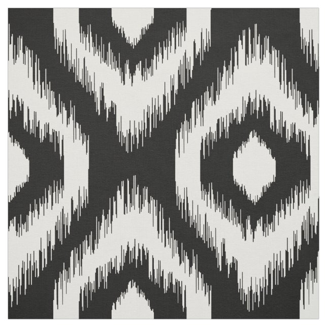 Stylish Chic Black Ivory Diamond Ikat Pattern Fabric (Swatch)