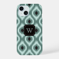 Stylish Chic Black Mint Diamond Ikat Monogram