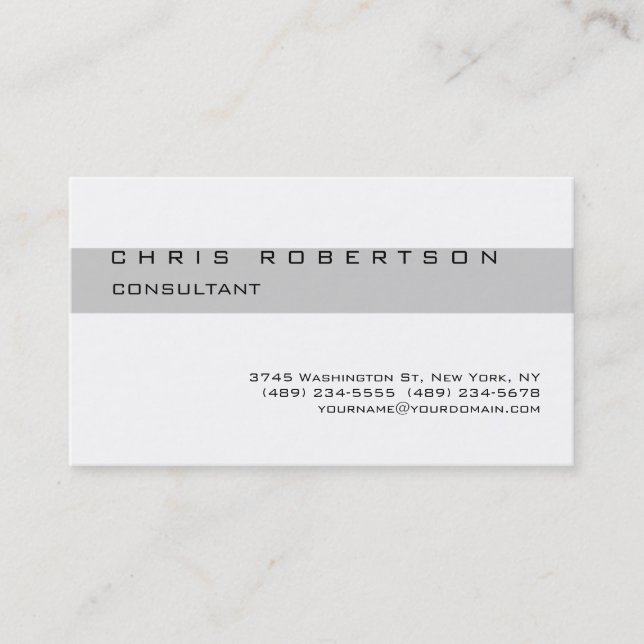 Stylish Chic Black White Grey Stripe Business Card (Front)