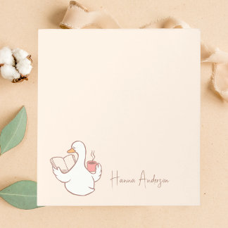 Stylish Chic Cute Goose & Coffee Modern  Notepad